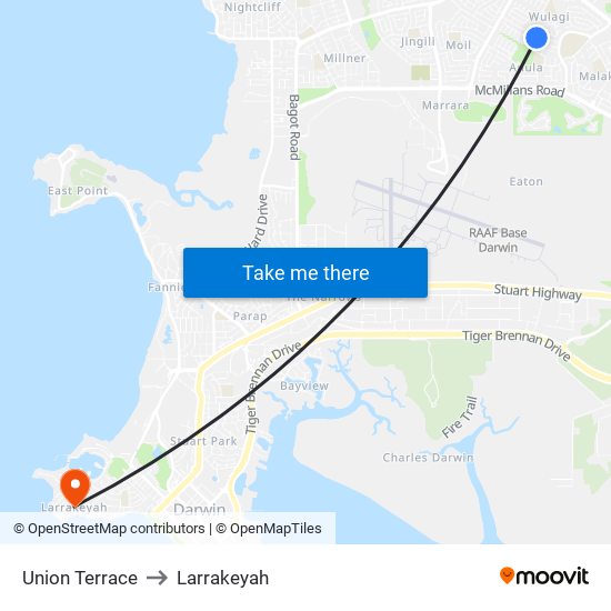 Union Terrace to Larrakeyah map