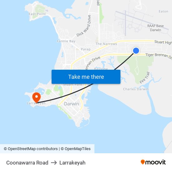 Coonawarra Road to Larrakeyah map