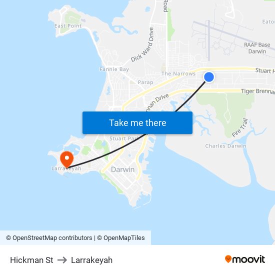 Hickman St to Larrakeyah map