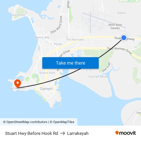 Stuart Hwy Before Hook Rd to Larrakeyah map