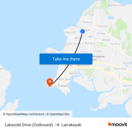 Lakeside Drive (Outbound) to Larrakeyah map