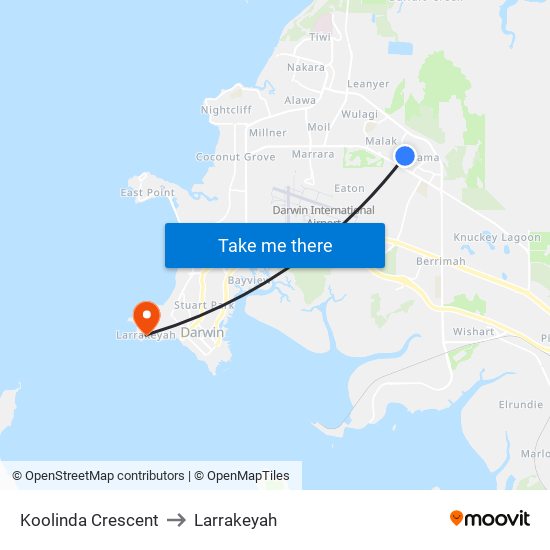 Koolinda Crescent to Larrakeyah map