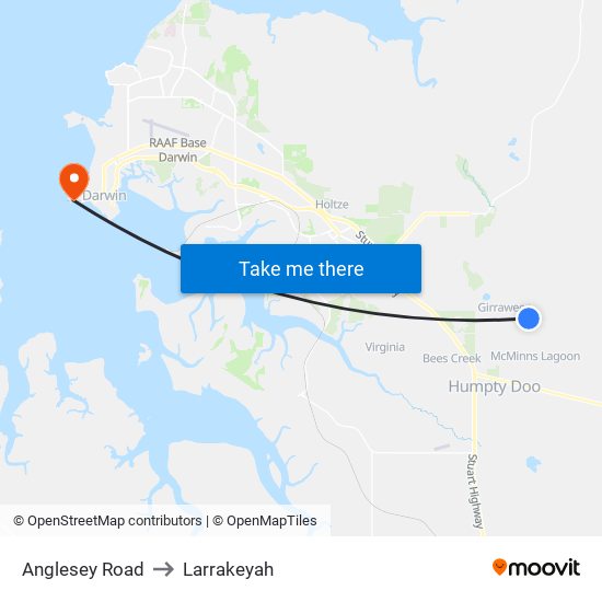 Anglesey Road to Larrakeyah map