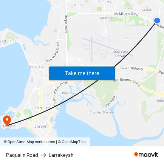 Paqualin Road to Larrakeyah map