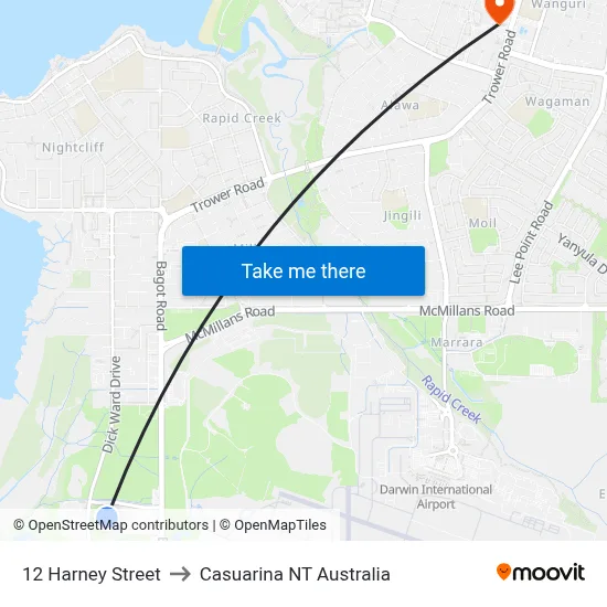 12 Harney Street to Casuarina NT Australia map