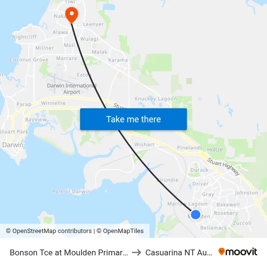 Bonson Tce at Moulden Primary School to Casuarina NT Australia map