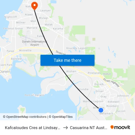 Kafcaloudes Cres at Lindsay Park to Casuarina NT Australia map