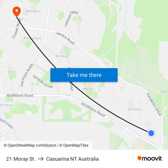 21 Moray St. to Casuarina NT Australia map