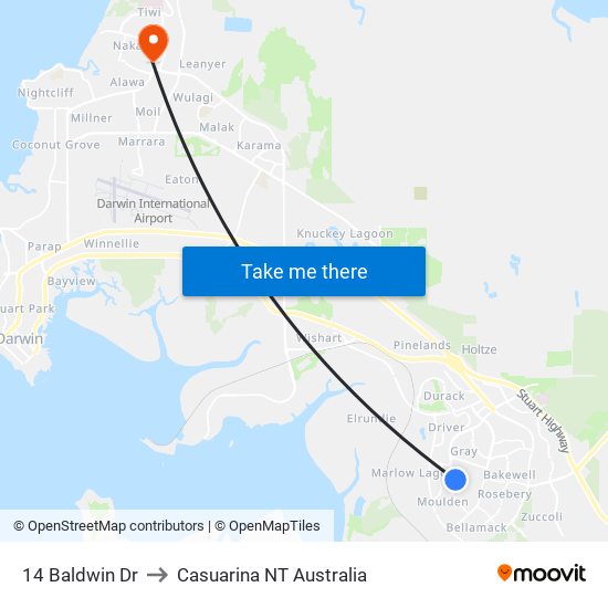 14 Baldwin Dr to Casuarina NT Australia map