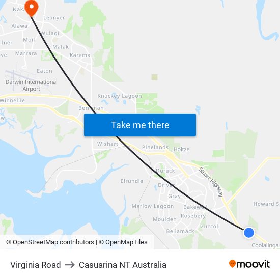 Virginia Road to Casuarina NT Australia map