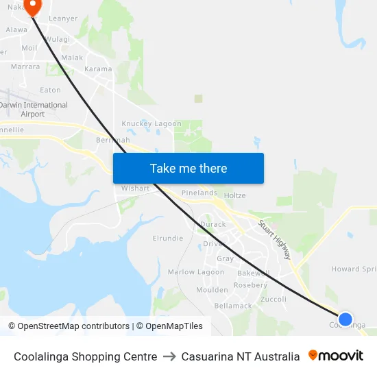 Coolalinga Shopping Centre to Casuarina NT Australia map