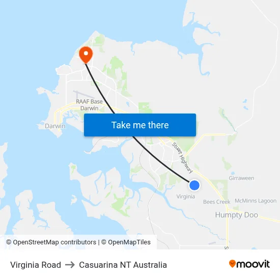 Virginia Road to Casuarina NT Australia map