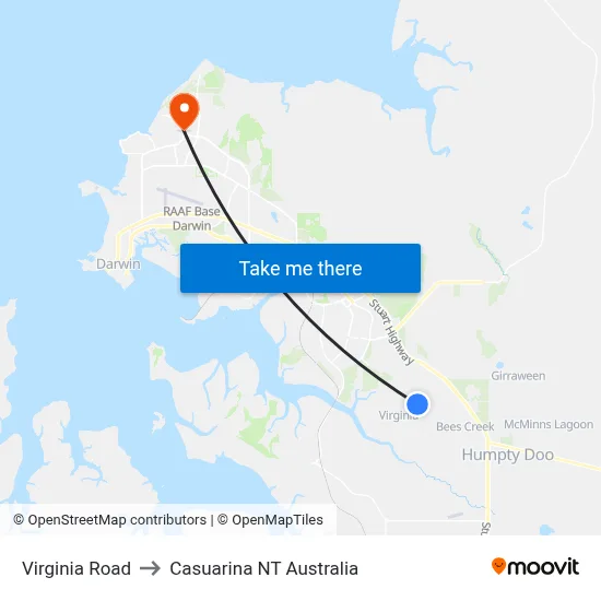Virginia Road to Casuarina NT Australia map
