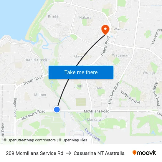 209 Mcmillans Service Rd to Casuarina NT Australia map