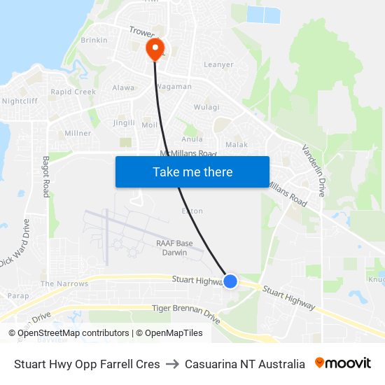 Stuart Hwy Opp Farrell Cres to Casuarina NT Australia map