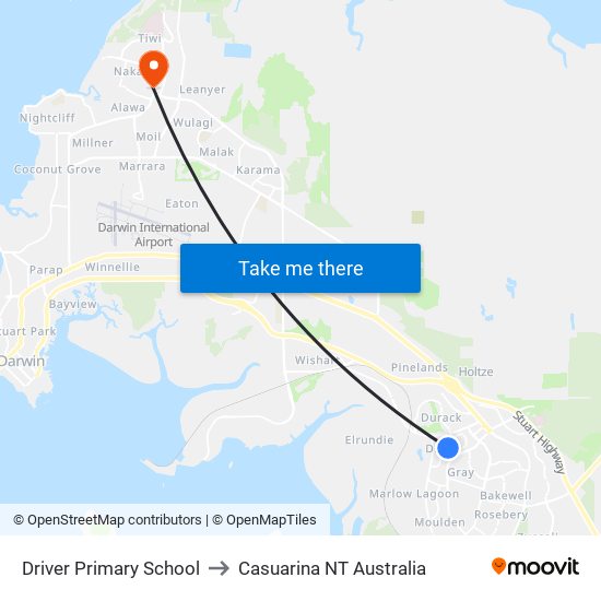 Driver Primary School to Casuarina NT Australia map