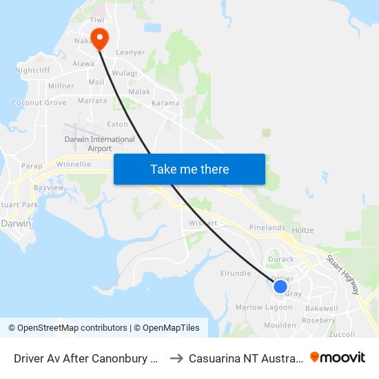 Driver Av After Canonbury Cct to Casuarina NT Australia map