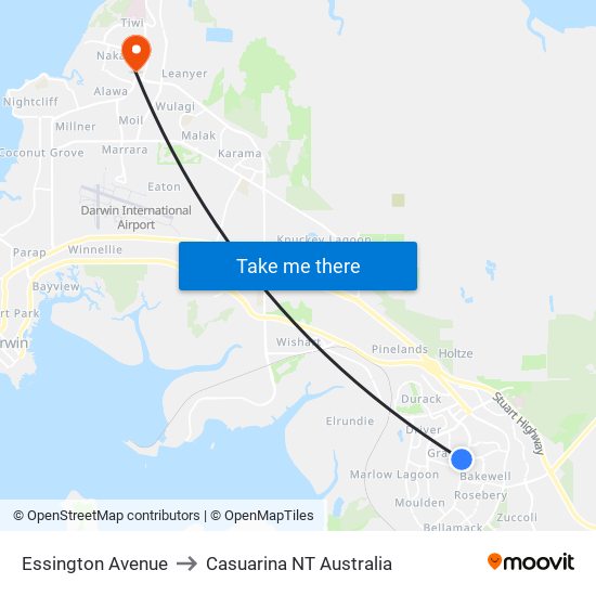 Essington Avenue to Casuarina NT Australia map