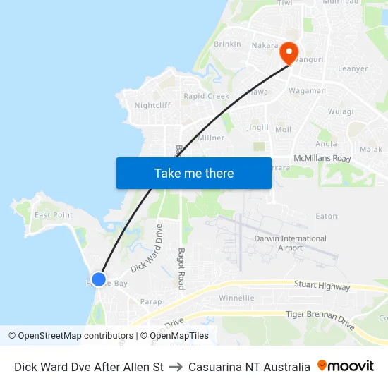 Dick Ward Dve After Allen St to Casuarina NT Australia map