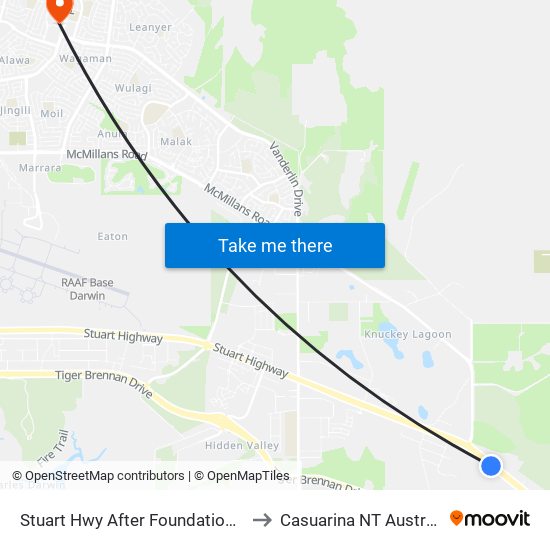 Stuart Hwy After Foundation Rd to Casuarina NT Australia map