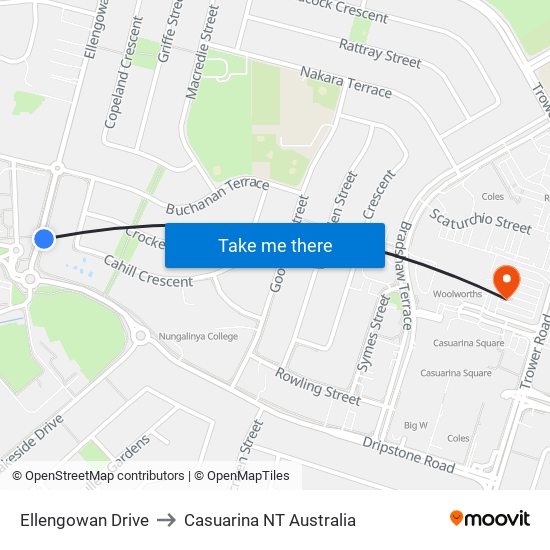 Ellengowan Drive to Casuarina NT Australia map