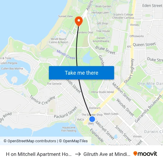 H on Mitchell Apartment Hotel Darwin to Gilruth Ave at Mindil Beach map