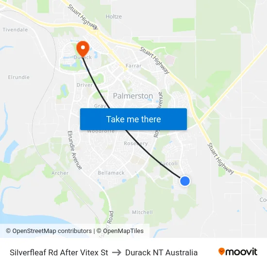 Silverfleaf Rd After Vitex St to Durack NT Australia map