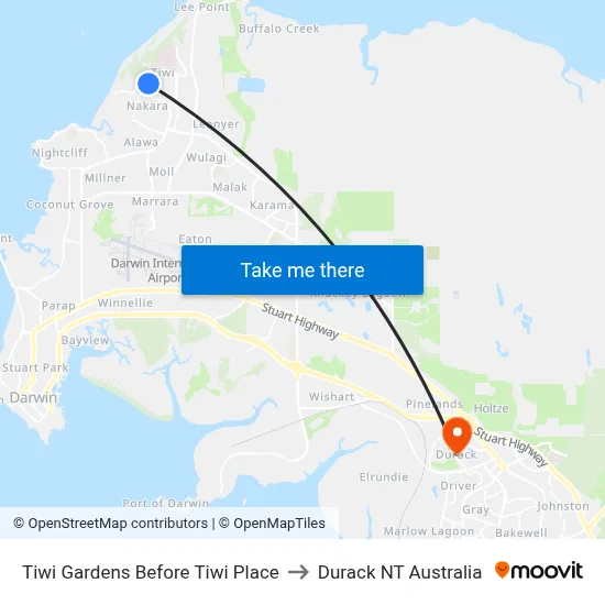 Tiwi Gardens Before Tiwi Place to Durack NT Australia map