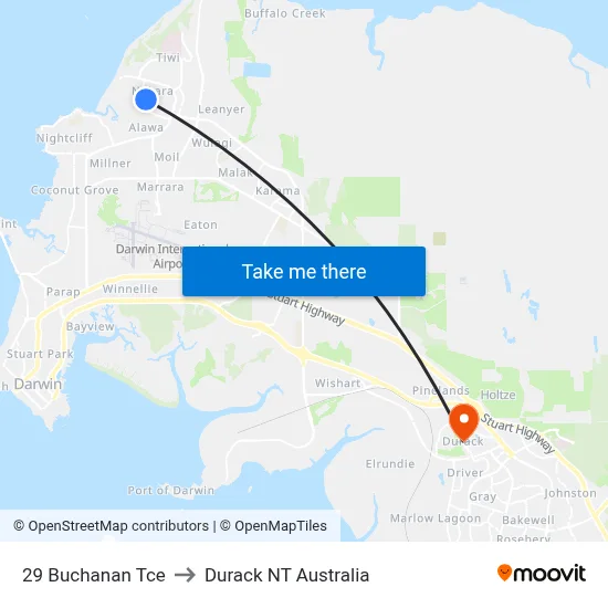 29 Buchanan Tce to Durack NT Australia map