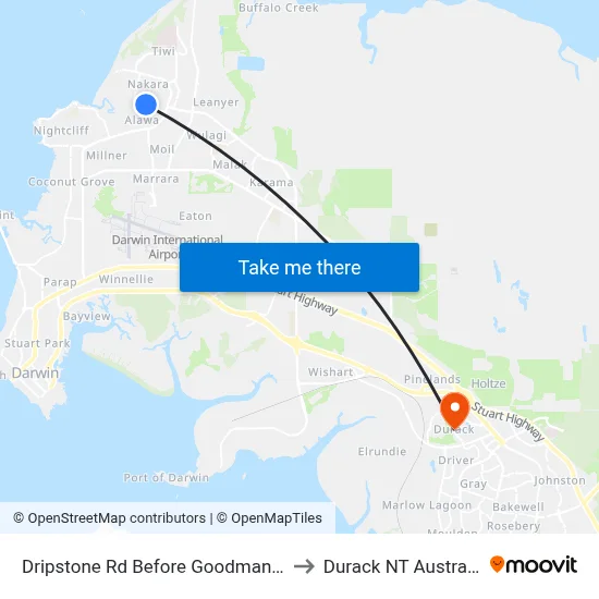 Dripstone Rd Before Goodman St to Durack NT Australia map