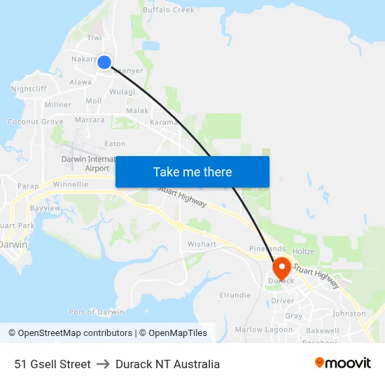 51 Gsell Street to Durack NT Australia map