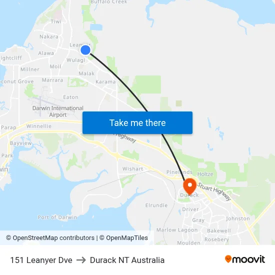 151 Leanyer Dve to Durack NT Australia map
