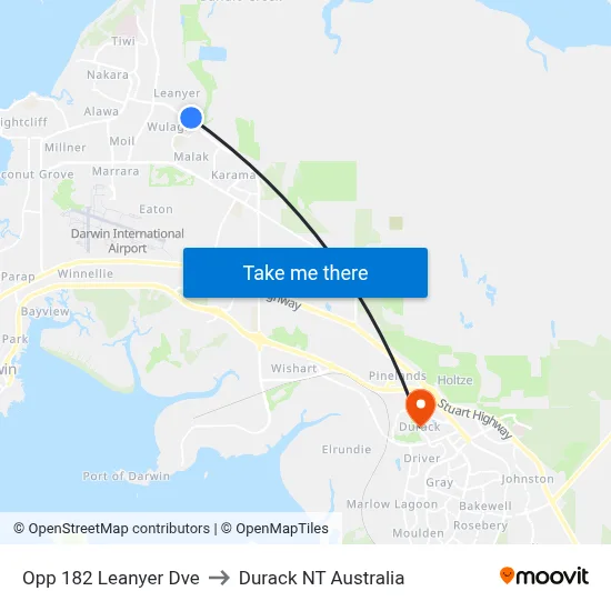 Opp 182 Leanyer Dve to Durack NT Australia map