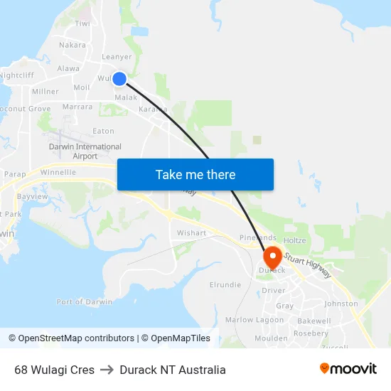 68 Wulagi Cres to Durack NT Australia map