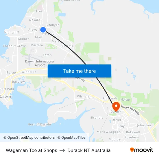 Wagaman Tce at Shops to Durack NT Australia map