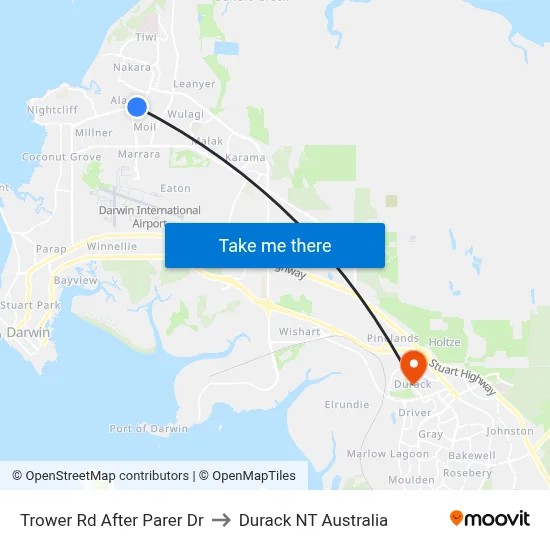 Trower Rd After Parer Dr to Durack NT Australia map