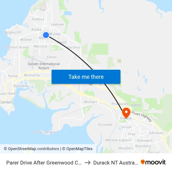 Parer Drive After Greenwood Cres to Durack NT Australia map