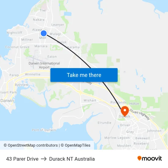 43 Parer Drive to Durack NT Australia map