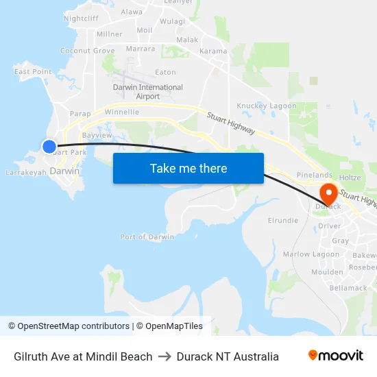 Gilruth Ave at Mindil Beach to Durack NT Australia map