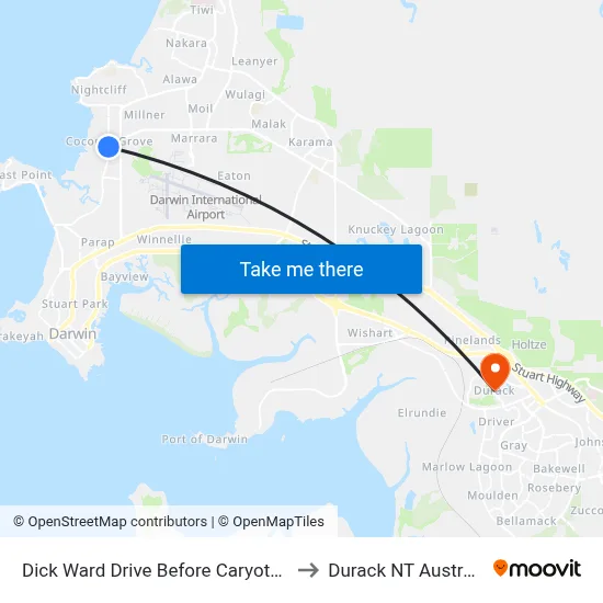 Dick Ward Drive Before Caryota Ct to Durack NT Australia map