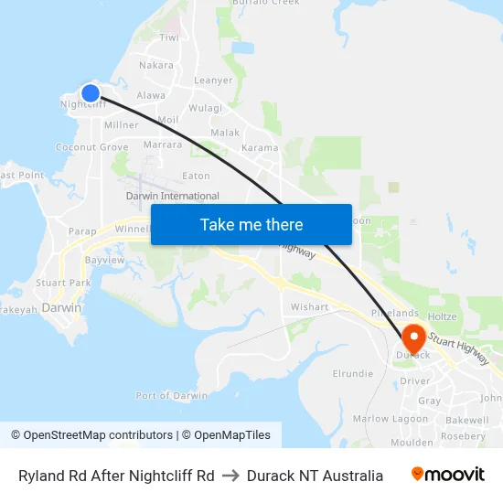Ryland Rd After Nightcliff Rd to Durack NT Australia map