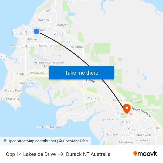 Opp 14 Lakeside Drive to Durack NT Australia map