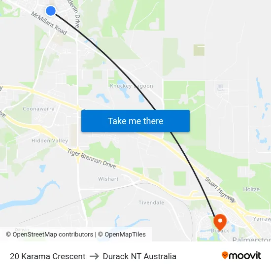 20 Karama Crescent to Durack NT Australia map