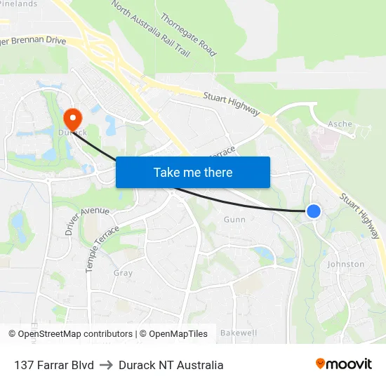 137 Farrar Blvd to Durack NT Australia map