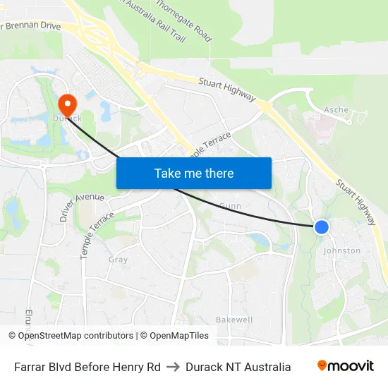 Farrar Blvd Before Henry Rd to Durack NT Australia map