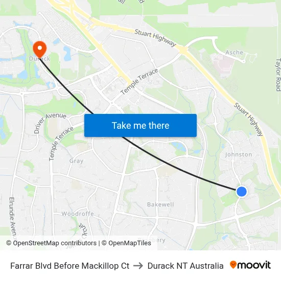 Farrar Blvd Before Mackillop Ct to Durack NT Australia map