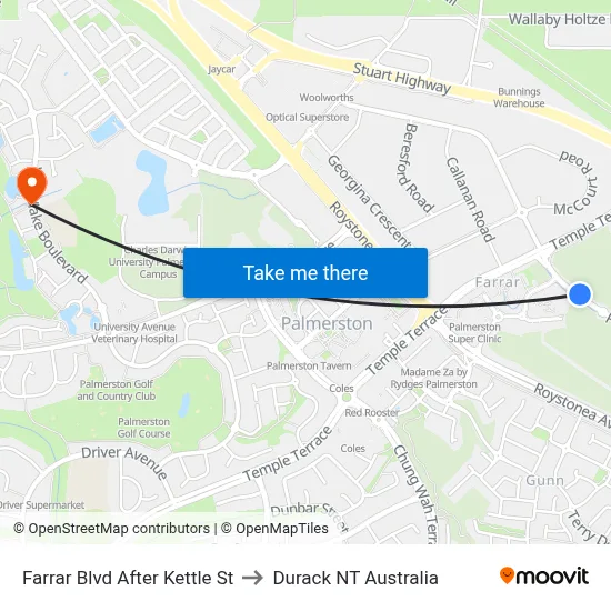 Farrar Blvd After Kettle St to Durack NT Australia map