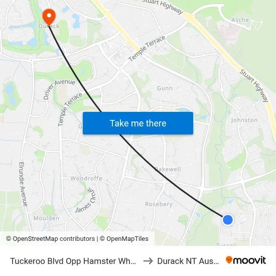 Tuckeroo Blvd Opp Hamster Wheel Park to Durack NT Australia map