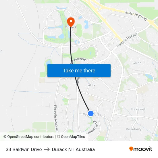 33 Baldwin Drive to Durack NT Australia map