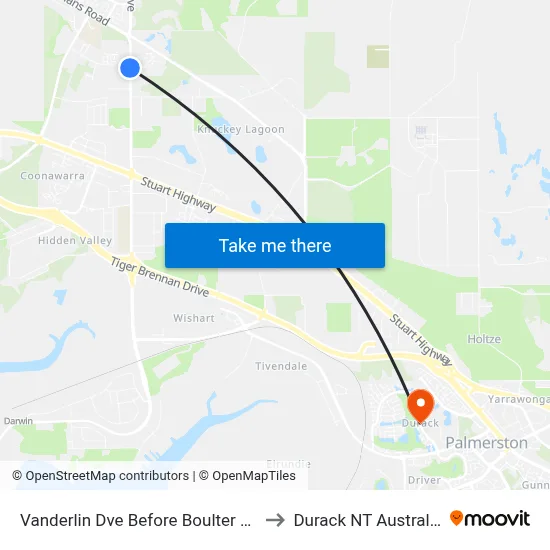 Vanderlin Dve Before Boulter Rd to Durack NT Australia map